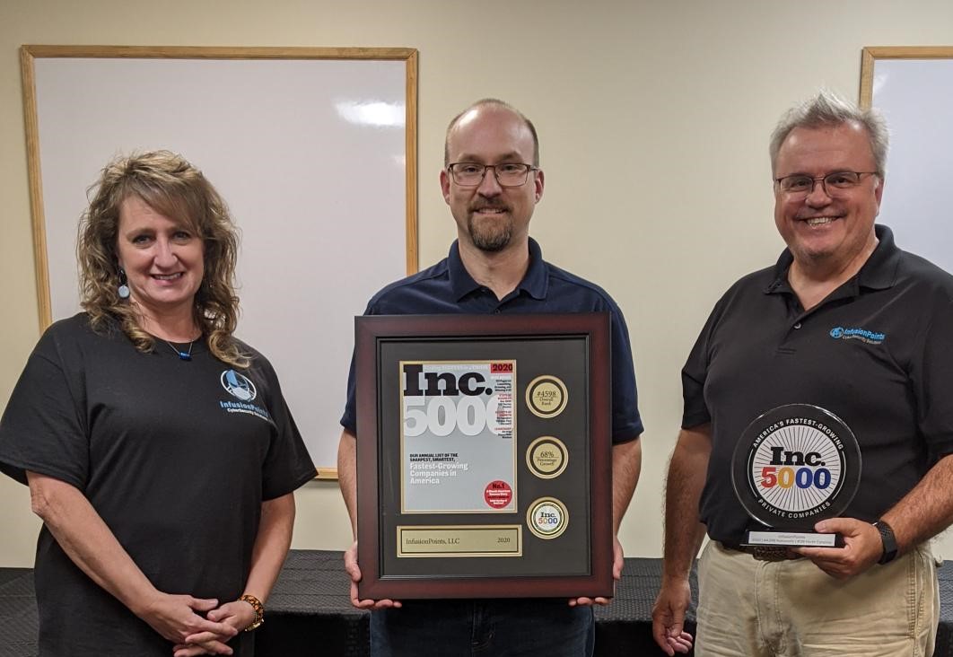 Employees Give Back with Inc. 5000 Dedication Plaque and Trophy 