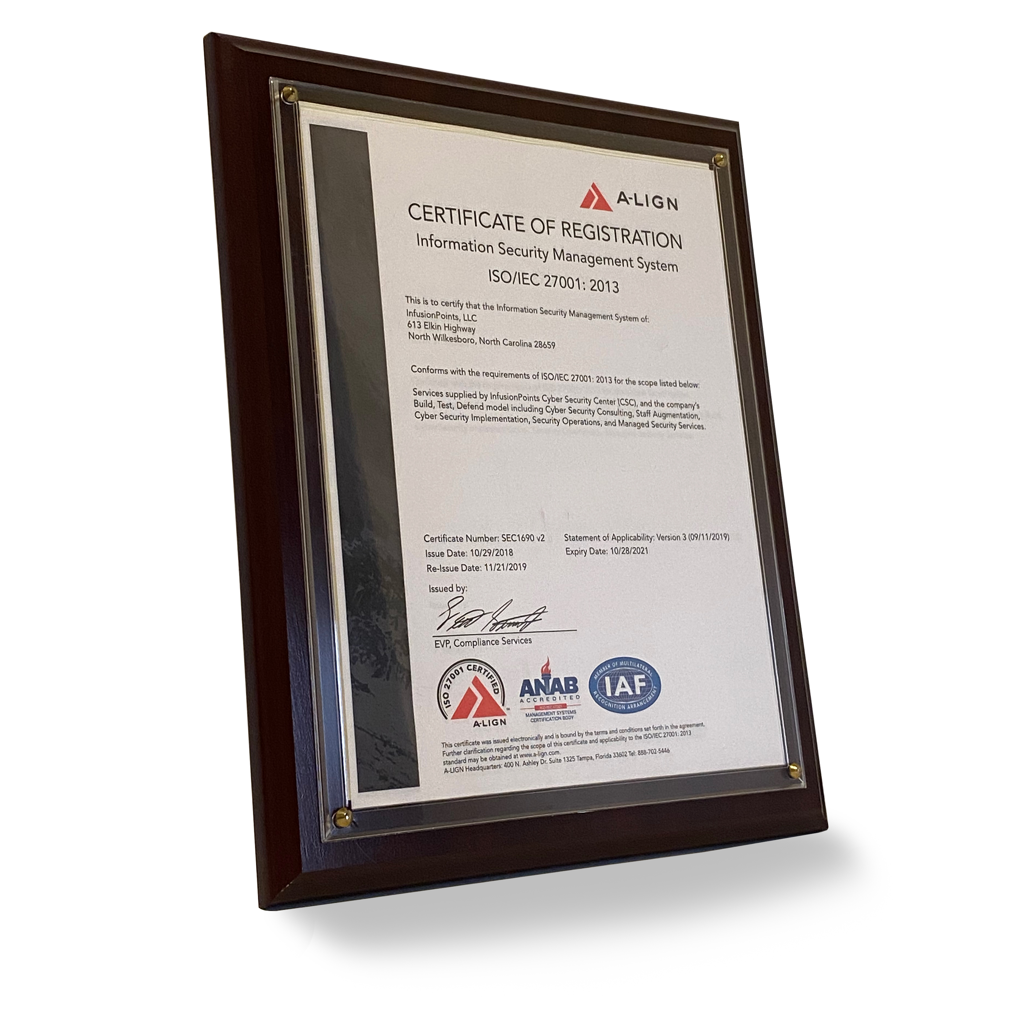 2018 A-LIGN Certification of Registration